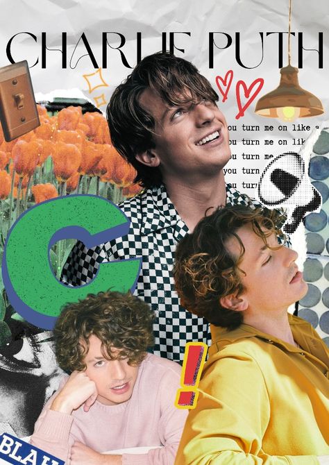 Charlie Puth Collage, Charlie Puth Wallpaper Laptop, Charlie Puth Album Cover, Charlie Puth Poster, Charlie Puth Aesthetic, Charlie Puth Wallpaper, Charlie S Angels, Charlie Boy, Posters Kpop