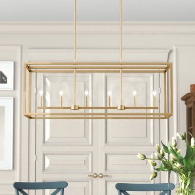 Lighting Above Small Dining Table, Rectangle Dining Room Chandelier, Gold Kitchen Chandelier Over Table, Dining Nook Lighting, Long Dining Table Lighting, Dining Room Linear Chandelier, Rectangular Dining Room Lighting, Gold Kitchen Light Fixtures, Breakfast Area Lighting