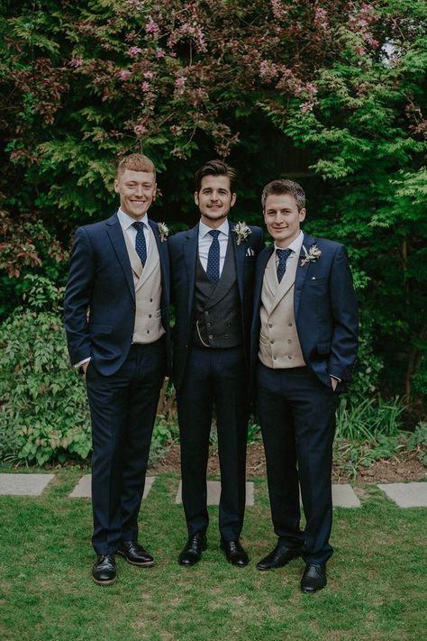 Reception Attire For Men, Groomsmen Attire Waistcoat, Groomsmen Waistcoat, Suit With Waistcoat, Beige Waistcoat, Tux Prom, Classy Weddings, Wedding Suits Men Blue, Blue Groomsmen Suits