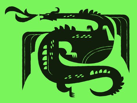 Neon Dragon, Green Illustration, 달력 디자인, Illustration Styles, Dragon Illustration, Dragon Print, Dragon Design, Dragon Art, Linocut