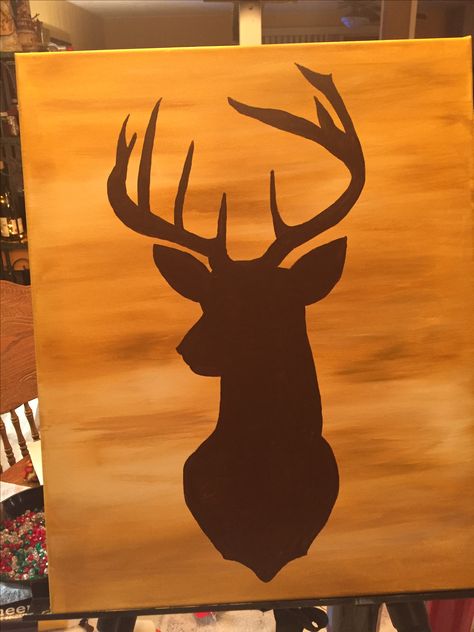 This was quick and pretty easy! Another Christmas present done! Dear Painting Easy, Painting Ideas On Canvas Country Easy, Buck Painting Easy, Country Paintings Easy Cow, Easy Deer Paintings On Canvas, Easy Wildlife Paintings, Country Easy Painting, Country Themed Paintings, Hunting Painting Easy Canvas