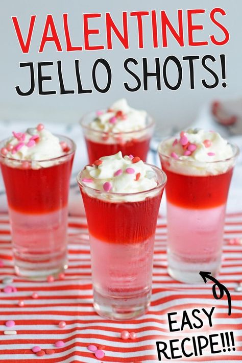 Valentine’s Day Jello Shots are made with vodka and layers of red and pink jello for a beautiful and tasty shot for your Valentine’s Day party. Vanilla Vodka Recipes, Pink Jello, Strawberry Jello Shots, Vodka Drinks Easy, Best Vodka Cocktails, Classic Vodka Cocktails, Vodka Recipes Drinks, Shooter Recipes, Pineapple Vodka