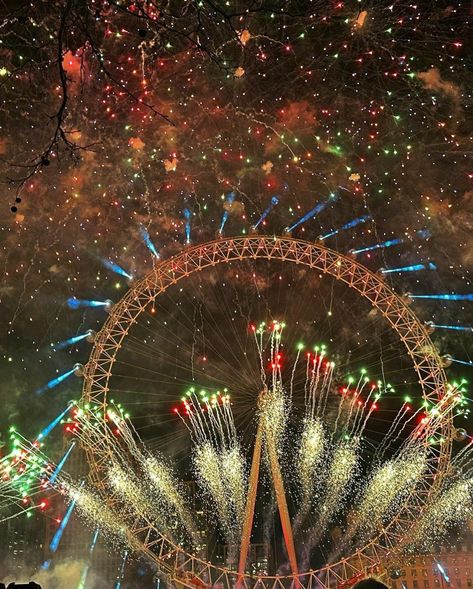 Happy New Year | London Eye | England | minji222 New Years London, New Years In London, London New Years Eve, London Xmas Aesthetic, Nye London, New Year London, London Eye Aesthetic Night, London Fireworks, Fireworks In London