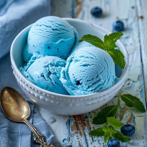 Overview How To Make Blue Moon Ice Cream Blue Moon Ice Cream, Fruity Ice Cream, Sorbet Dessert, Peppermint Chocolate Chip Cookies, Snow Ice Cream, Fancy Ice, Creami Recipes, Recipe Book Diy, Blueberry Ice Cream