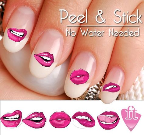 Lips Nails Designs, Pretty Lips, Football Nails, Lips Nails, Nagellack Trends, Nail Stickers Decals, Nail Swag, White Nail, Halloween Nail Art