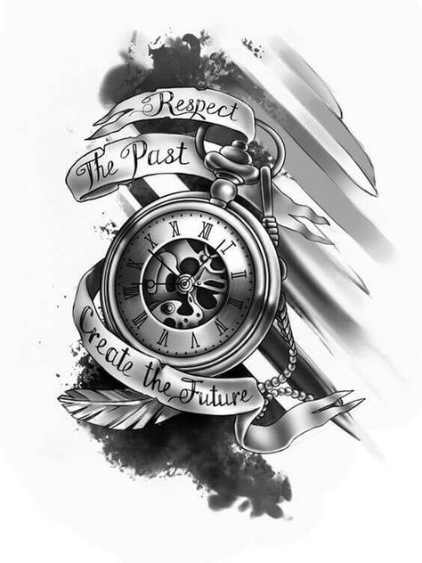 Powerful Tattoos Men, Dope Tattoos For Men, Geo Tattoo, Broken Clock, Clock Tattoo Design, Military Tattoos, Men Tattoos, Tattoo Zeichnungen, Pieces Tattoo