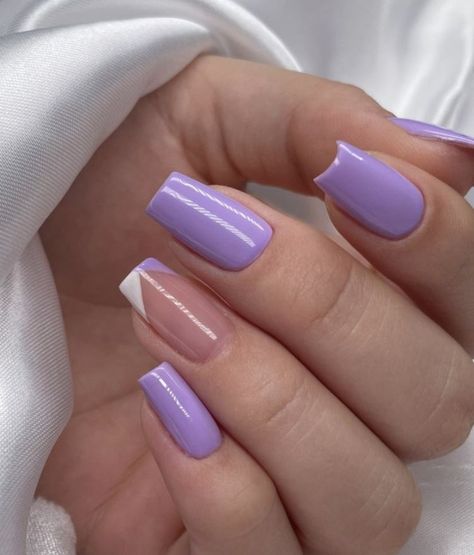 Lilac Nails, Nails Yellow, Hello Nails, Simple Gel Nails, French Acrylic Nails, Acrylic Nails Coffin Short, Short Acrylic Nails Designs, Pretty Acrylic Nails, Short Acrylic Nails