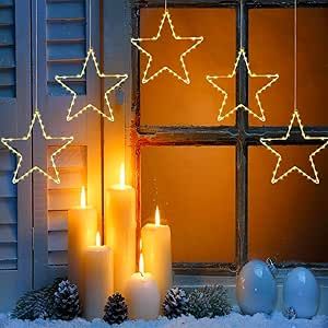 Christmas Star Lights Outdoor, Hanging Star Lights, Hanging Star Light, Christmas Window Decoration, Star Christmas Lights, Star Lights, Window Decorations, Christmas Window Decorations, Unique Christmas Decorations