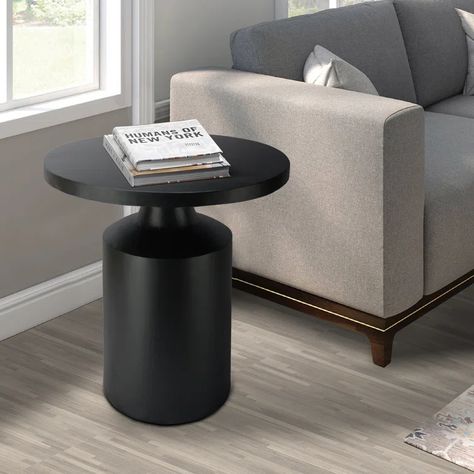 Ivy Bronx Aikin 20'' Tall Iron Pedestal End Table | Wayfair Iron Side Table, Round Accent Table, Accent Side Table, Living Room End Tables, Coffee Table Accents, Sofa Tables, Modern Round, The Urban, Living Room Table