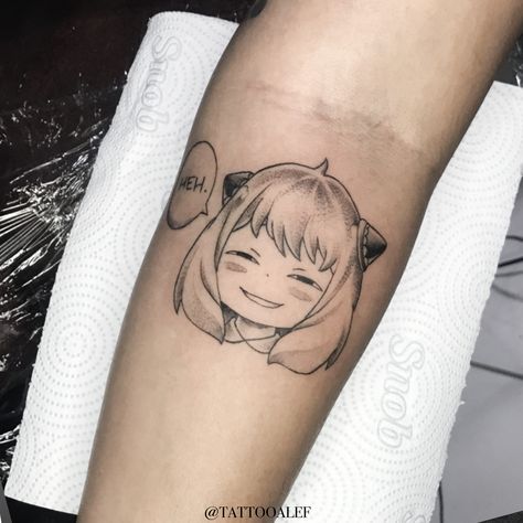 Anya Tattoo Anime, Spy X Family Tattoo, Anya Tattoo, Simple Tatto, Smile Tattoo, Anime Tattoo, Anya Forger, Family Tattoos, Tat Ideas