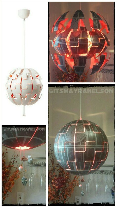 10 Awesome IKEA Hacks For Geeks Ikea Lamp Hack, Bedroom Lighting Ceiling, Star Wars Zimmer, Decoracion Star Wars, Star Wars Room Decor, Nerd Home, Nerd Decor, Star Wars Bedroom, Star Wars Nursery