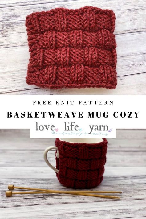 Knitting Cup Cozy, Knitted Mug Warmer, Coffee Mug Cozy Knit Free Pattern, Mug Cozy Knitting Pattern Free, Mug Warmer Knitting Pattern, Coffee Cozy Knitting Pattern Free, Things To Knit And Sell, Knitted Mug Cozy Pattern Free, Mug Cosy Knitting Pattern