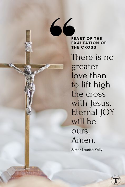 We celebrate today's Feast of the Exaltation of the Cross and pray, "O cross, you are the glorious sign of victory.Through your power may we share in the triumph of Christ Jesus." #exaltation Feast Of The Cross, Feast Of The Exaltation Of The Cross, Feast Day Wishes, Exaltation Of The Holy Cross, Cross Quotes, Birthday Wishes Greeting Cards, Church Girl, Happy Feast, Archangel Prayers