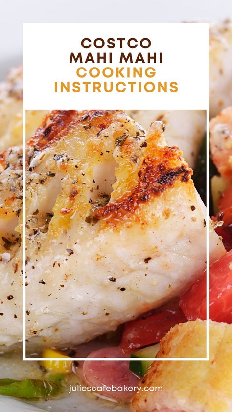 Are you looking for an easy way to enjoy a delicious fish dinner from Costco? If yes, you have to try making their mahi mahi!🐠✨ This versatile fish can be cooked in a variety of ways, including baking, grilling, or pan-frying. And it goes perfectly with so many side dishes!🤩 Get ready to satisfy your seafood cravings with Costco Mahi Mahi! Simply follow these cooking instructions to prepare a delightful meal in no time. #foodie #dinnergram #makeitdelicious | juliescafebakery.com Frozen Mahi Mahi Recipes Baked, Baked Mahi Mahi Oven, What To Serve With Mahi Mahi, How To Bake Mahi Mahi In The Oven, How To Make Mahi Mahi, Mahi Mahi Marinade Recipes, Mahi Recipes Baked, Marlin Fish Recipes, Mahi Mahi Dinner Ideas