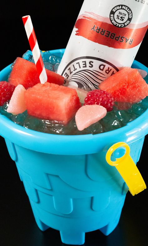 Beach Pale Drinks Alcohol, Liquor Bucket Drinks, Summer Bucket Drinks, Beach Pail Drinks, Bucket Cocktail Recipes, Bucket Drinks Alcohol Recipes, Bucket Alcohol Drinks, Boozy Bucket Recipes, Sand Pail Alcohol Drinks