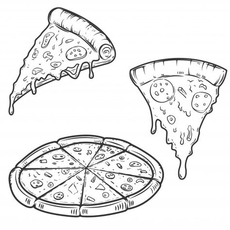 Pizza illustrations on white background.... | Premium Vector #Freepik #vector #background #banner #food #vintage Pizza Blanca, Illustration Eyes, Pizza Icon, Pizza Tattoo, Pizza Drawing, Pizza Vector, Menu Illustration, Pizza Branding, Truck Graphics