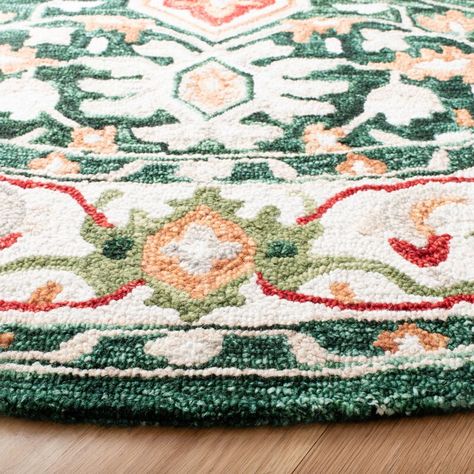 Bungalow Rose Inworth Southwestern Handmade Hand Tufted Wool Green/Red/Pink Area Rug | Wayfair Casual Home Decor, Rustic Chic Decor, Southwestern Rug, Green Room, Contemporary Bedroom Decor, Pink Area Rug, Rugs Size, Native Art, Rustic Chic