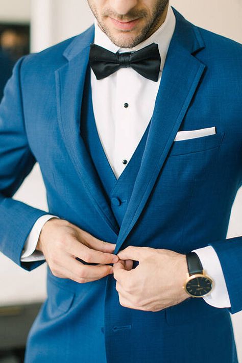 Blue Wedding Tuxedo For Men, Blue Tuxedo For Men Wedding, Colored Tuxedo Wedding, Wedding Tux Colors, Hades Wedding, Blue Tux Wedding, Navy Tuxedo Wedding, Cool Wedding Ideas, Tux Colors