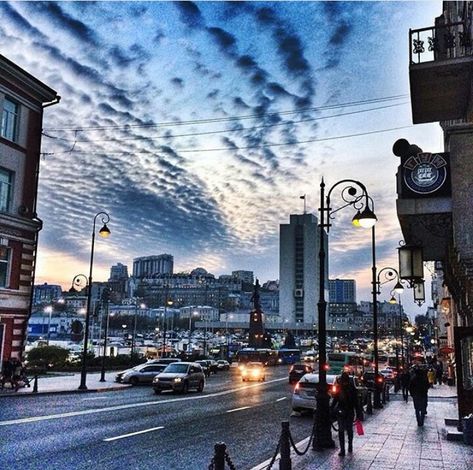 #Vladivostok #centre #sky Vladivostok Russia, Russian Love, City Sky, Adventure Inspiration, Russian Federation, Interesting History, World's Fair, City Center, Beautiful Architecture