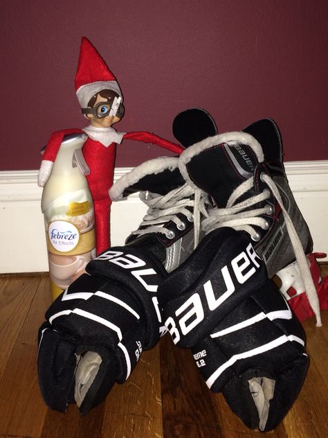 Elf On Shelf Hockey Ideas, Elf Hockey Ideas, Hockey Elf On The Shelf Ideas, Elf On The Shelf Hockey Ideas, Elf On The Shelf Hockey, Elf Pranks, Elf 2024, Elf Stuff, Shelf Plans