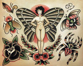 Traditional Fairy Tattoo, Tattoo Traditional Flash, Ufo Tattoo, Flash Sheets, Tattoo Practice, Bug Tattoo, Traditional Flash, Hawaiian Tattoo, Raven Tattoo