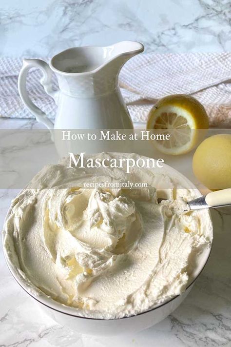 Homemade Mascarpone, Marscapone Cheese, Cheese Recipes Homemade, Mascarpone Recipes, Cheese Making Recipes, Mascarpone Cheese, Homemade Cheese, Milk Recipes, How To Make Cheese