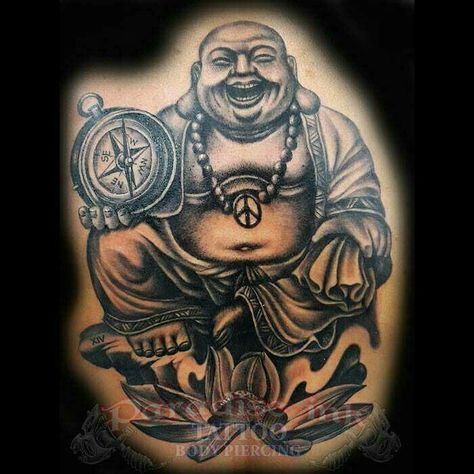 Smiling buddha Laughing Buddha Tattoo Design, Smiling Buddha Tattoo, Fat Buddha Tattoo, Laughing Buddha Tattoo, Tato 3d, Tattoo Homme, Vintage Flower Tattoo, Smiling Buddha, Dragon Tattoo Sketch