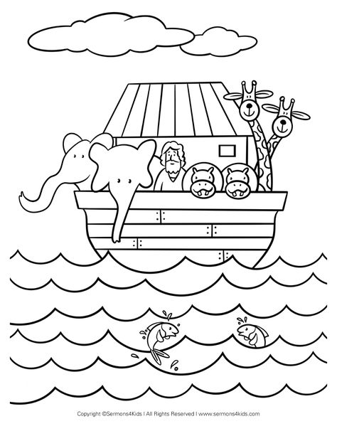 Noah's Ark Coloring Page | Sermons4Kids Noahs Ark Preschool, Sunday School Coloring Sheets, Noahs Ark Craft, Ark Craft, Free Bible Coloring Pages, Bible Coloring Sheets, Coloring Pictures For Kids, Noah Ark, Sunday School Coloring Pages