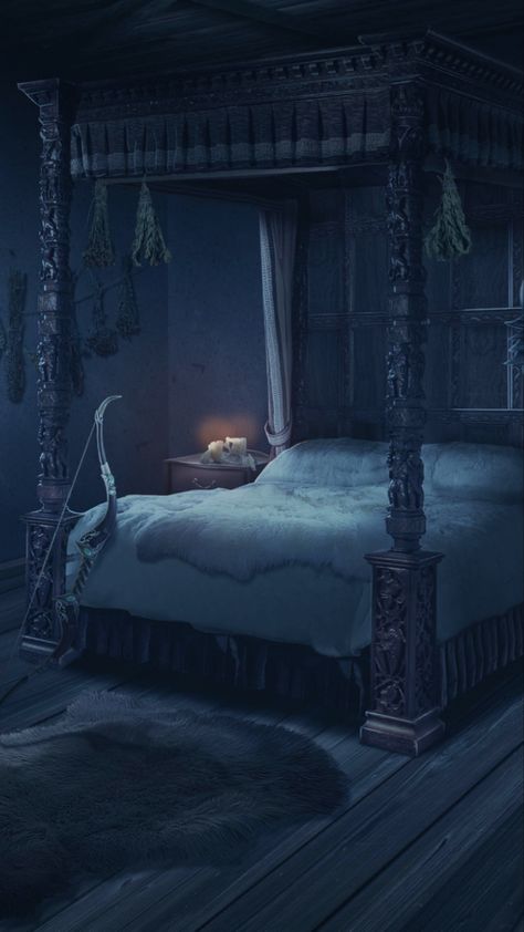 Ravenclaw Room Ideas, Ravenclaw Room, Room Aesthetic Dark, Royal Bedroom, Castle Rooms, Castle Bedroom, Fantasy Bedroom, Inside A House, Fantasy Rooms