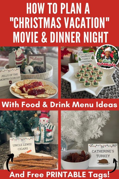 Christmas Vacation Party Desserts, Christmas Vacation Movie Night Food, Griswold Party Ideas, National Lampoon Christmas Vacation Food, Christmas Vacation Movie Food Ideas, Christmas Vacation Themed Party Food, Christmas Vacation Themed Cocktails, Christmas Vacation Charcuterie Board, A Christmas Story Food Ideas