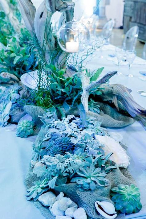 Listing Mermaid Picnic, Aquarium Wedding Decorations, Gala Decorations, Aquarium Wedding, Wedding Planning Business, Sea Wedding, Marine Theme, Under The Sea Theme, Sea Colour