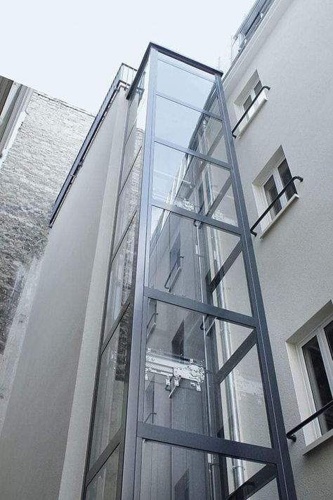 House Lift, Glass Lift, Elevator Design, Glass Elevator, Lift Design, Residential Complex, House Elevation, Facade Architecture, Steel Structure