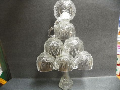 Cup Christmas Tree, Punch Bowl Cups, Seashell Wind Chimes, E6000 Glue, Harvest Day, Teacup Crafts, Gift Drawing, Cup Crafts, Punch Bowls