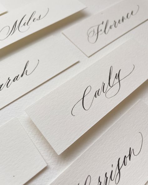 Refreshing some of my past work as my craft improved and evolved over the years ✍️ It's been about 3 years since i first introduced these minimalistic place cards and now they showcase my new and refined modern calligraphy style. Calligraphy Name Cards Wedding, Name Cards Wedding, Art Letters, Calligraphy Name, Cool Typography, Calligraphy Styles, My Past, Wedding Place Cards, Modern Calligraphy