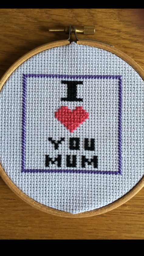 Mother’s Day cross stitch I Love You Mum I Love You Mum, Stitch Jewelry, Young Women Activities, Cross Stitch Flowers, Cross Stitch Art, Hama Beads, Cross Stitch Designs, Happy Mothers Day, Happy Mothers