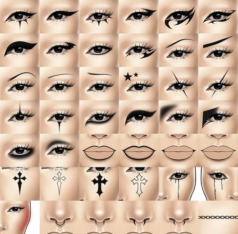 Cross Eyeliner, Paint Png, Eyeliner Stamp, Face Charts, Procreate Brushes Free, Face Chart, Brush Type, Base 10, Eyeliner Brush