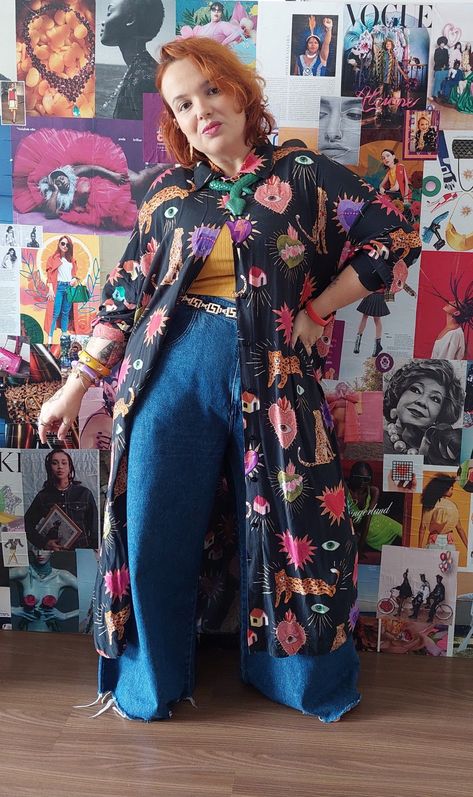 Funky 80s Outfits, Plus Size Unique Fashion, Plus Size Artsy Fashion, Plus Size Nonbinary Outfits, Plus Size Artist Fashion, Eccentric Outfits Plus Size, Eclectic Style Fashion Plus Size, Maximalist Outfits Casual, Maximalist Plus Size Fashion