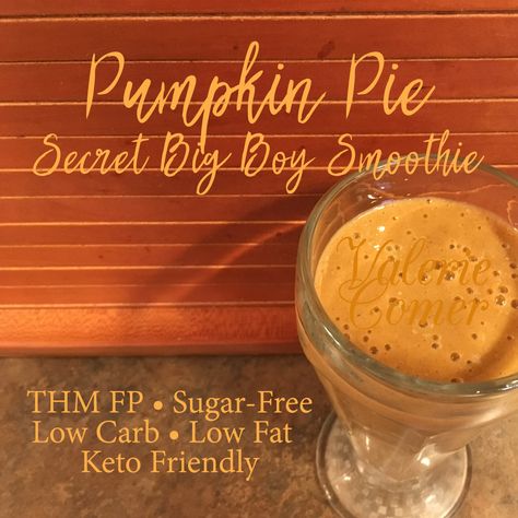 Recipe: Pumpkin Pie Secret Big Boy Smoothie (THM FP) Thm Okra Shake, Thm Smoothies, Trim Healthy Mama Drinks, Trim Healthy Mama Plan, Trim Healthy Recipes, Recipe For Teens, Pumpkin Pie Smoothie, Pumpkin Smoothie, Trim Healthy Momma