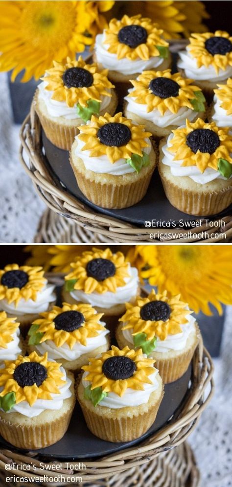 Sunflower Cupcakes, Spring Cupcakes, Sunflower Baby Showers, Monster Cupcakes, Brownie Cupcakes, Wedding Dessert, Shower Cupcakes, Flower Cupcakes, Baby Shower Cupcakes