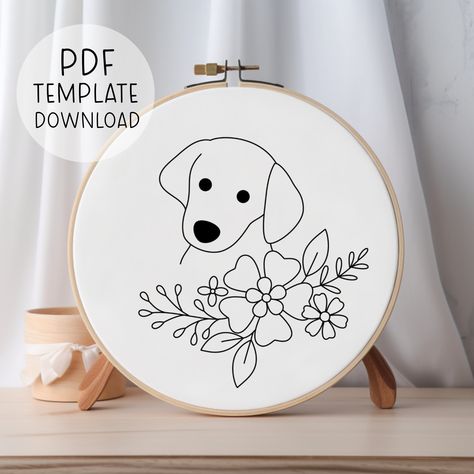 Puppy Embroidery, Embroidery Dog, Template Cute, Cat Embroidery Design, Dog Embroidery Designs, Animals Embroidery, Dog Embroidery, Pattern Template, Types Of Stitches