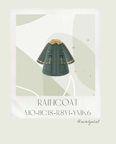 Acnh Raincoat Codes, Animal Crossing Pajamas Design, Animal Crossing Raincoat, Acnh Raincoat Designs, Acnh Raincoat, Acnh Spring Clothes, Acnh Spring, Acnh Fashion, Raincoat Pattern