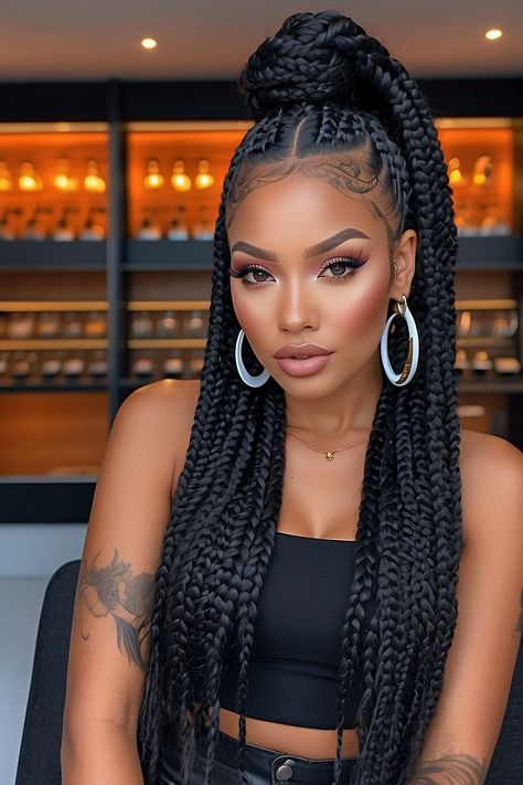 Jumbo Knotless Twists, Jumbo Braid Styles, Knotless Box Braids Styles, Large Knotless Box Braids, Jumbo Box Braids Styles, Chunky Box Braids, Large Knotless Braids, Box Braids Styles, Large Knotless