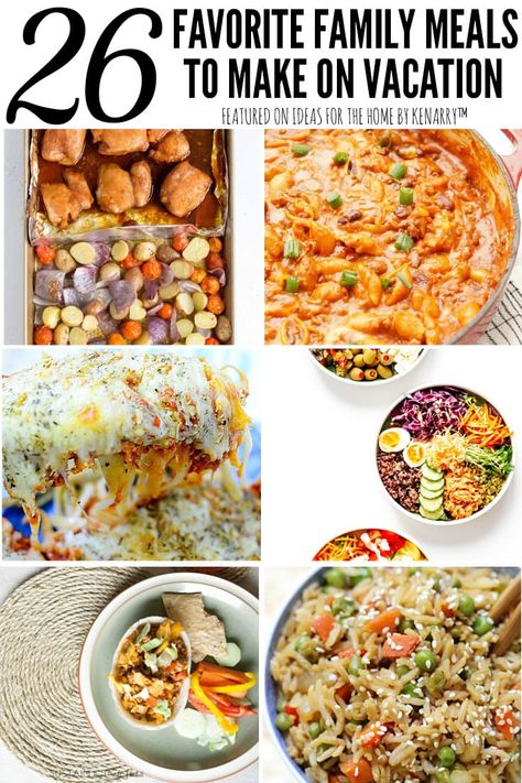 What is a meal you can make your family at your Airbnb? I have a bunch of them! These are some easy vacation meals that you can make when you rent a home. Family Vacation Meals, Beach Vacation Meals, Easy Vacation Meals, Vacation Meal Planning, Vacation Dinner, Beach Dinner, Vacation Meals, Home Meals, Beach Meals