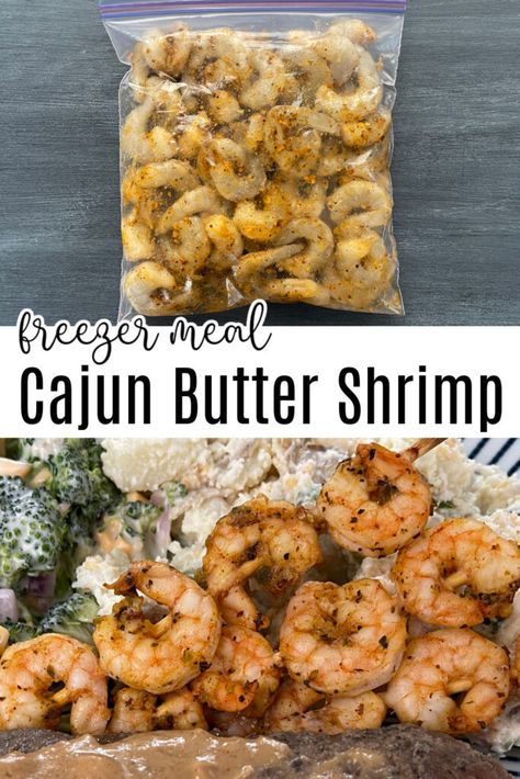 Cajun Shrimp Skewers Recipe - Freezer Meals 101 Seafood Freezer Meals, Shrimp Freezer Meals, Cajun Shrimp Skewers, Canned Meals, Shrimp Skewer Recipes, Freezer Ideas, Cajun Butter, Homemade Cajun Seasoning, Freezer Food