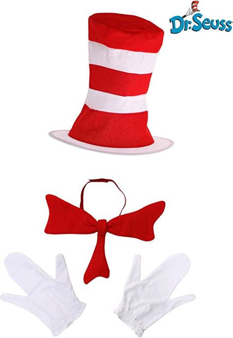 Dr. Seuss is near Get your accessory kit Cat In The Hat Costume, Knitted Wire, Red Bow Tie, Striped Cat, Halloween This Year, Cat In The Hat, Fancy Hats, Cat Costumes, Knit Mittens