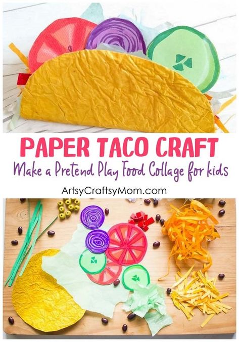 Taco Tuesday will now mean something different, with our super-colorful Paper Taco Craft for kids! Packed with beans, veggies and lots and lots of cheese!! Laminated Projects, Taco Craft, Preschool Artwork, Taco Crafts, Mexico Crafts, Olympic Crafts, Food Collage, Tacos Mexicanos, Dragons Love Tacos