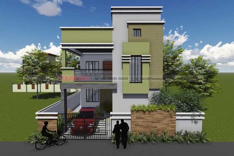 Modern Indian Home Design - 3 Bedroom Small House Plan - HP1036 Indian House Design, New Modern House, Indian House Plans, Indian Home Design, House Plans 3 Bedroom, Small House Plan, Duplex House Plans, Indian Homes, Plans Modern