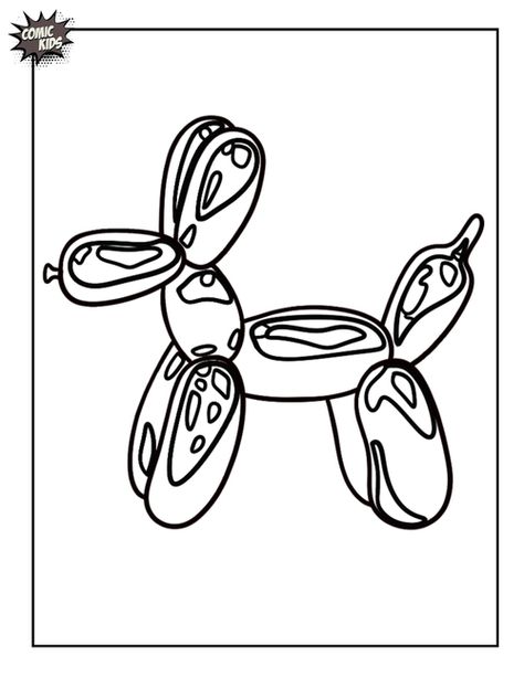 Jeff Koons Balloon Dog coloring page free art history Balloon Dog Painting Easy, Balloon Dog Art Lesson, Ballon Dog Tattoo, Balloon Animal Drawing, Balloon Dog Painting, Balloon Dog Drawing, Balloon Dog Art, Jeff Koons Balloon Dog, Koons Balloon Dog