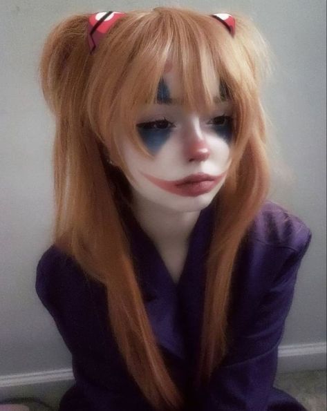 Asuka Cosplay, Cute Clown Makeup, Vampire Bride, 2022 Aesthetic, Cute Clown, Aesthetic Board, Clown Makeup, Grunge Girl, Cute Cosplay