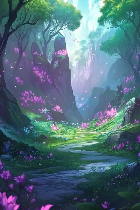 Fantasy Aesthetic Landscape, Fantasy Ipad Wallpaper, Fantasy Landscape Wallpaper, Mystical Mountains, Fantasy Backgrounds, Gaming Wallpaper, Wallpaper For Mobile, Fantasy Background, Fantasy Forest